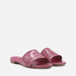 SANDALI SLIDES VICKY IN PELLE STAMPA COCCO<BR/> VICKY COCCOROSA GIULIANO GALIANO 