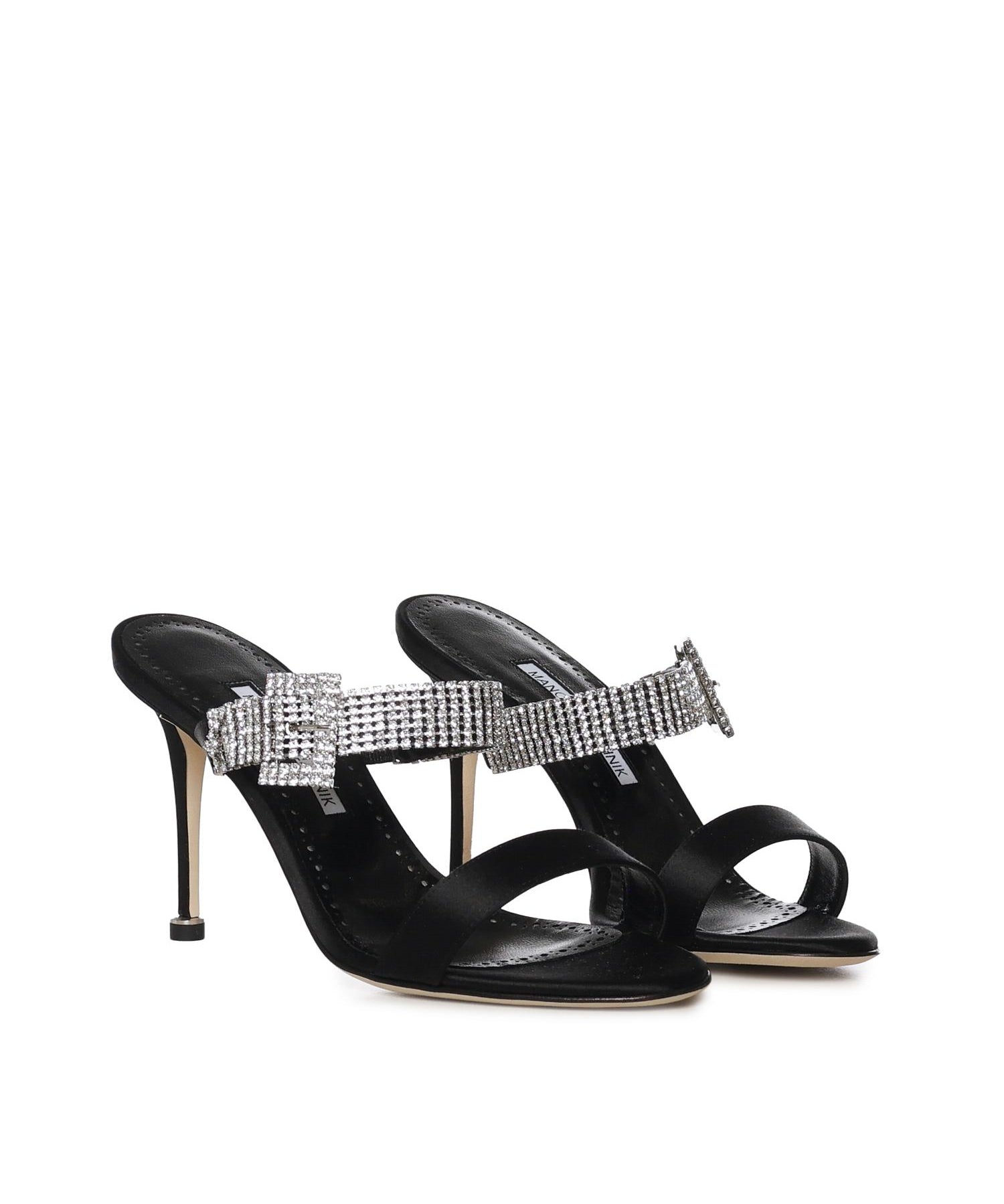 Mules Fibolta in raso con cristalli 1263118 0015 MANOLO BLAHNIK 