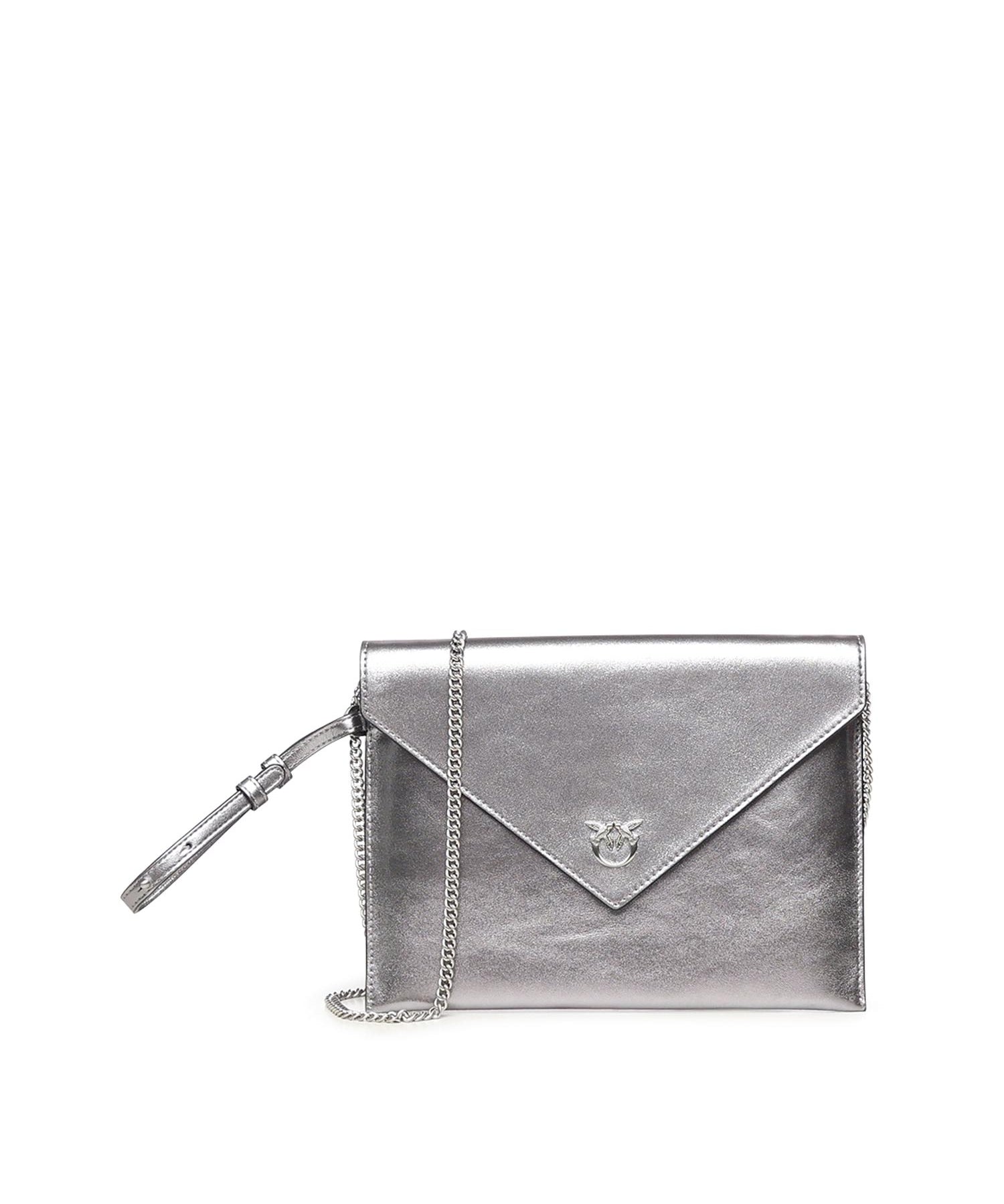 Bustina in pelle metalizzata con logo 104820 A2O9KZ7E PINKO 