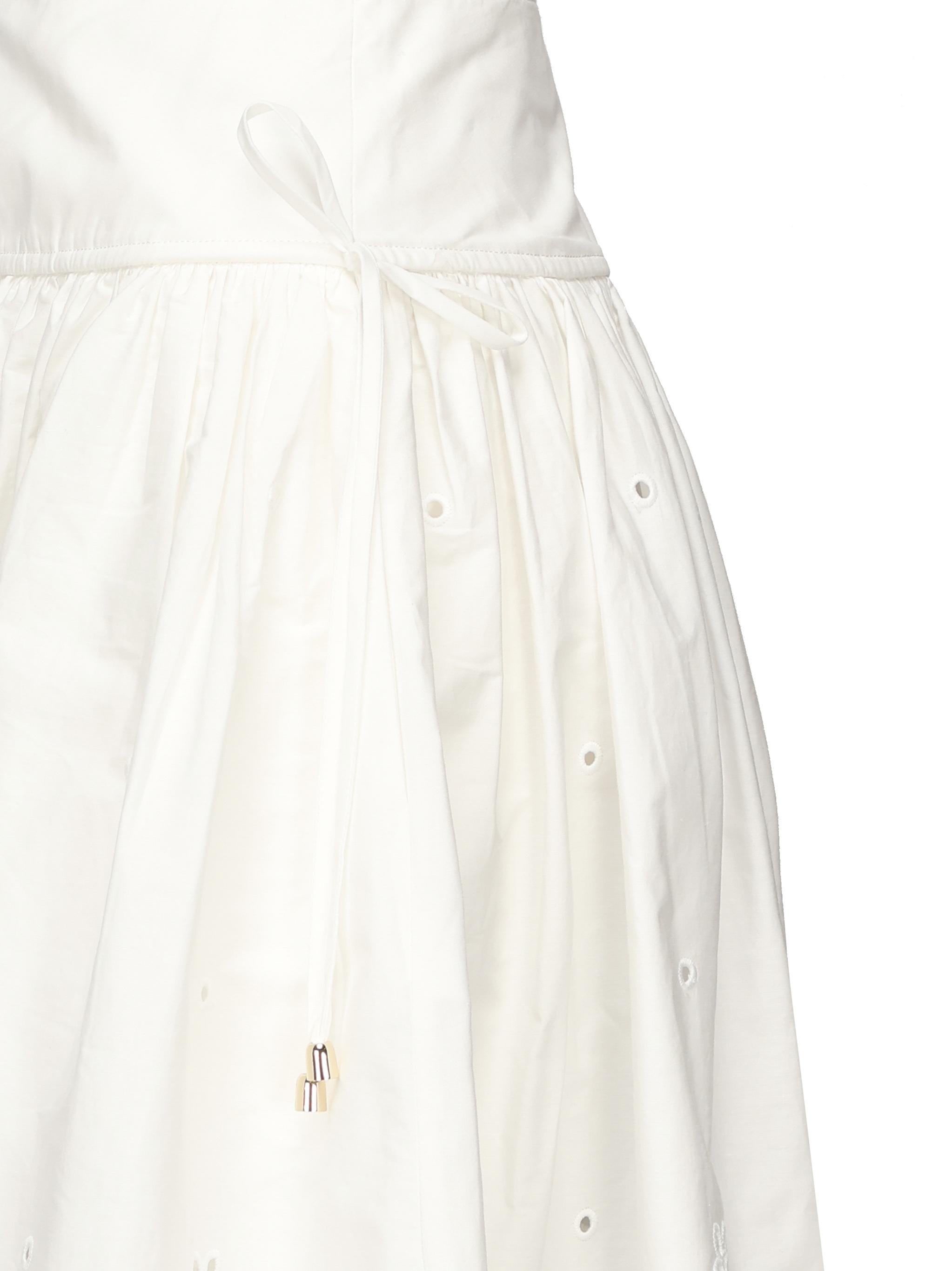 Gonna midi ricamata in cotone SS25137MSK WHITE SELF-PORTRAIT 