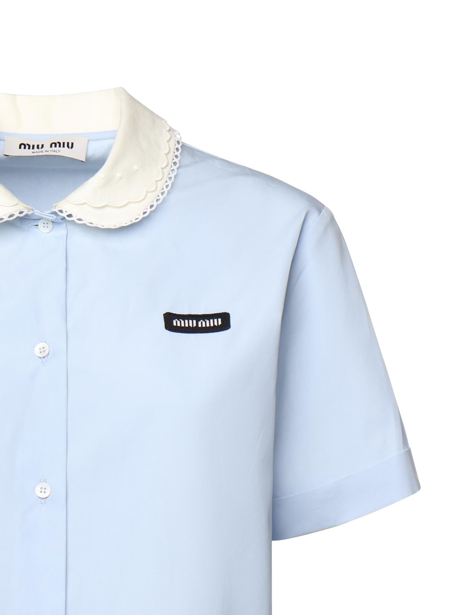 Camicia in cotone con logo MK2020 10IVF0013 MIU MIU 