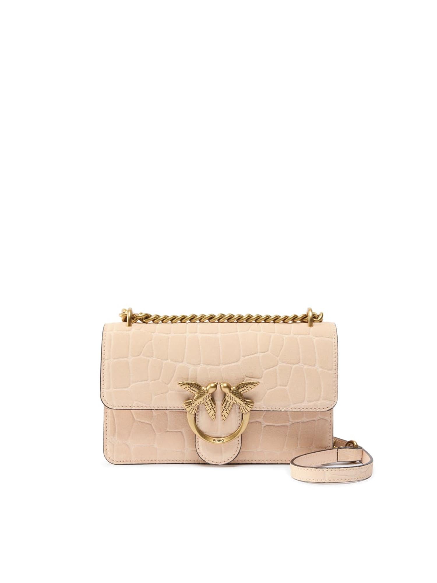Borsa a tracolla Mini Love Bag One in pelle stampa coccodrillo 100074 A2YWA28Q PINKO 