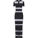 Abito lungo polo a righe COPJS114F5028 BLACK COPERNI 