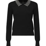 Maglia con colletto e strass<BR/> 105530 A2S4Z99 PINKO 