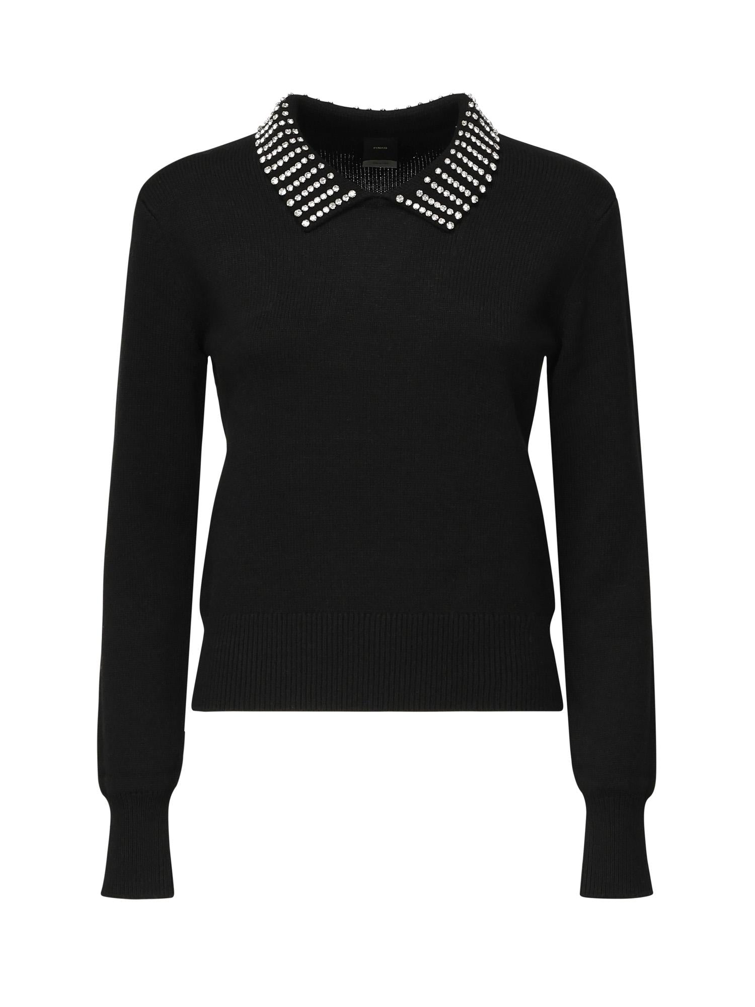 Maglia con colletto e strass<BR/> 105530 A2S4Z99 PINKO 