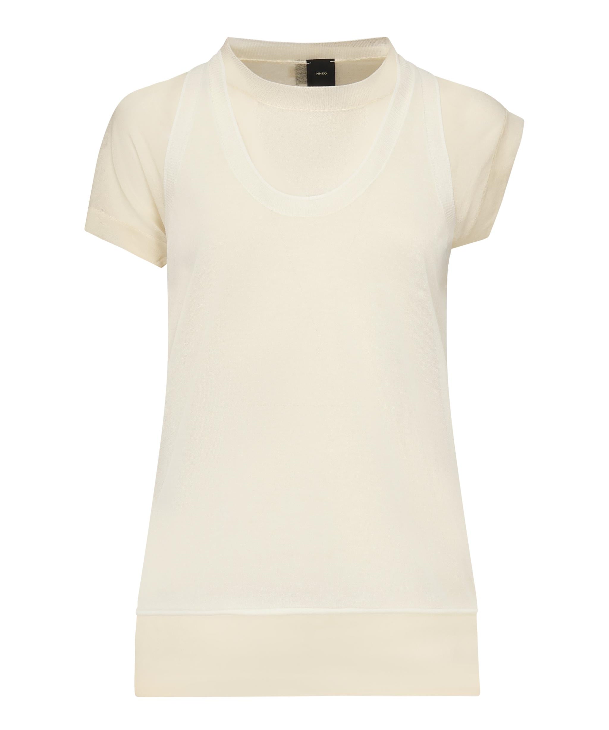 T-shirt con maniche asimmetriche e canotta abbinata 105152 A2LSZC1 PINKO 