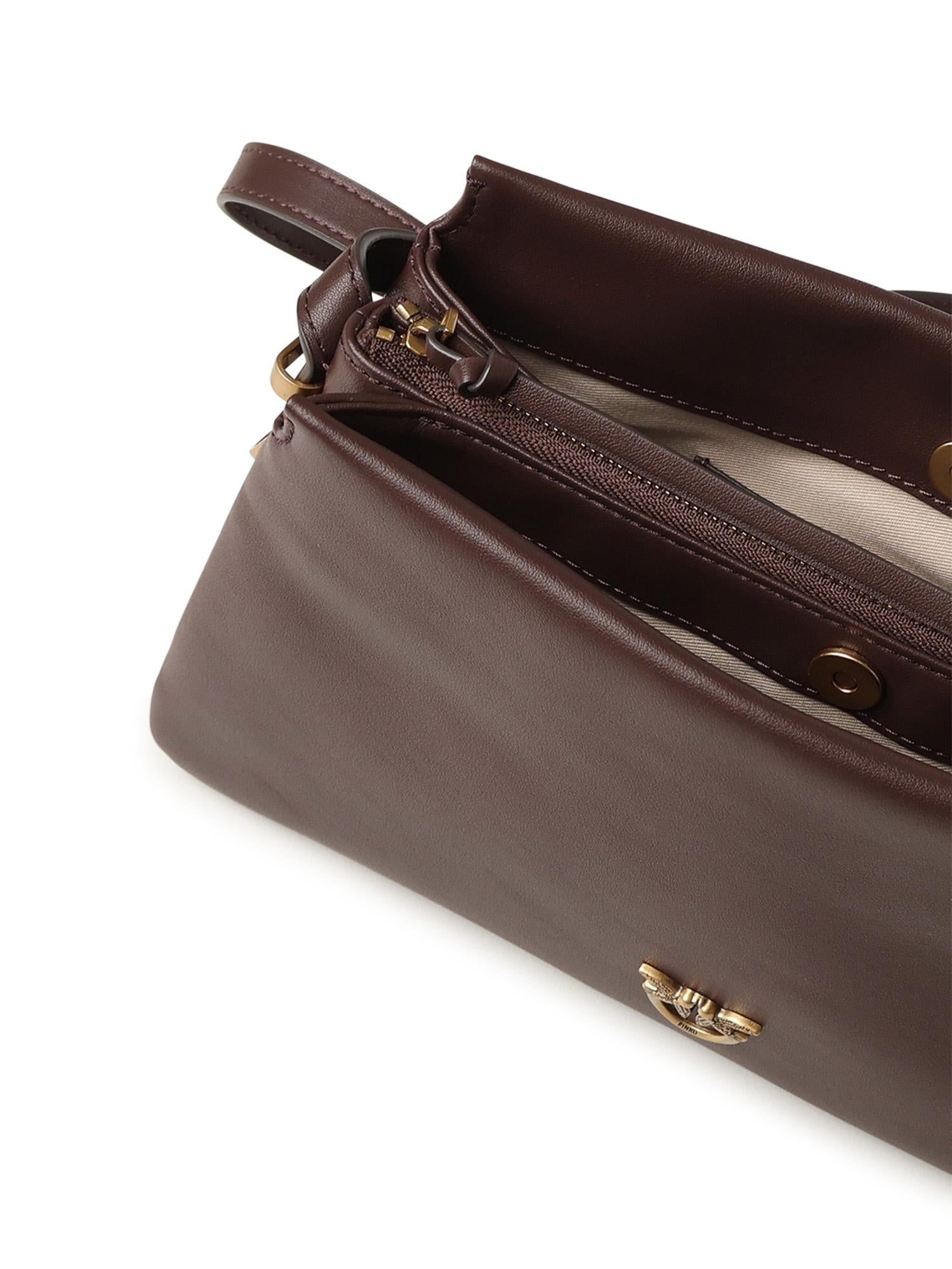 Borsa a tracolla Mini One, Two, Three Bag in pelle<BR/> 105883 A0QOLA7Q PINKO 