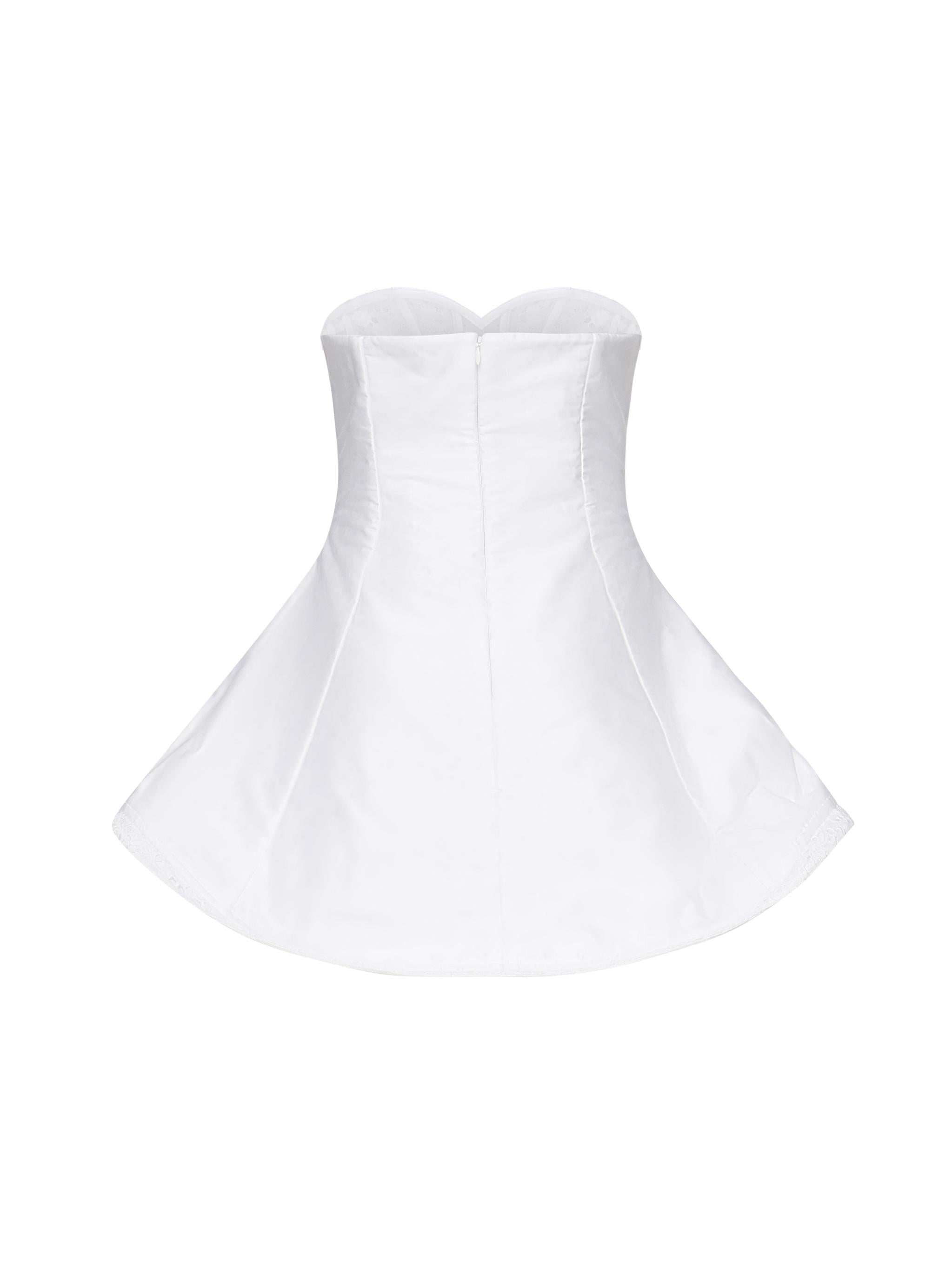 Mini abito babydoll senza spalline in popeline di pizzo bianco 16952500000031 WHITE MAGDA BUTRYM 