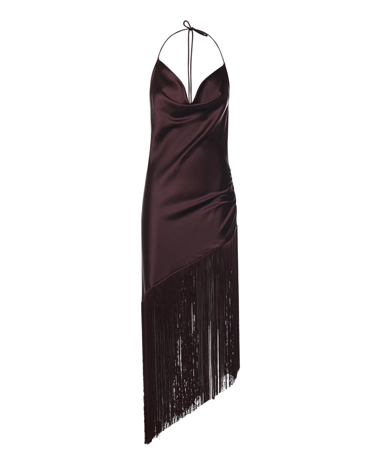 Abito asimmetrico in satin con frange 106430 A33DR57 PINKO 