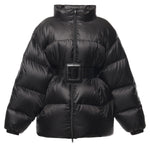 Piumino corto Hourglass con cintura in tessuto tecnico 850864 TTO411000 BALENCIAGA 