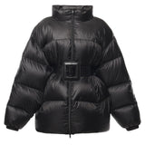 Piumino corto Hourglass con cintura in tessuto tecnico 850864 TTO411000 BALENCIAGA 