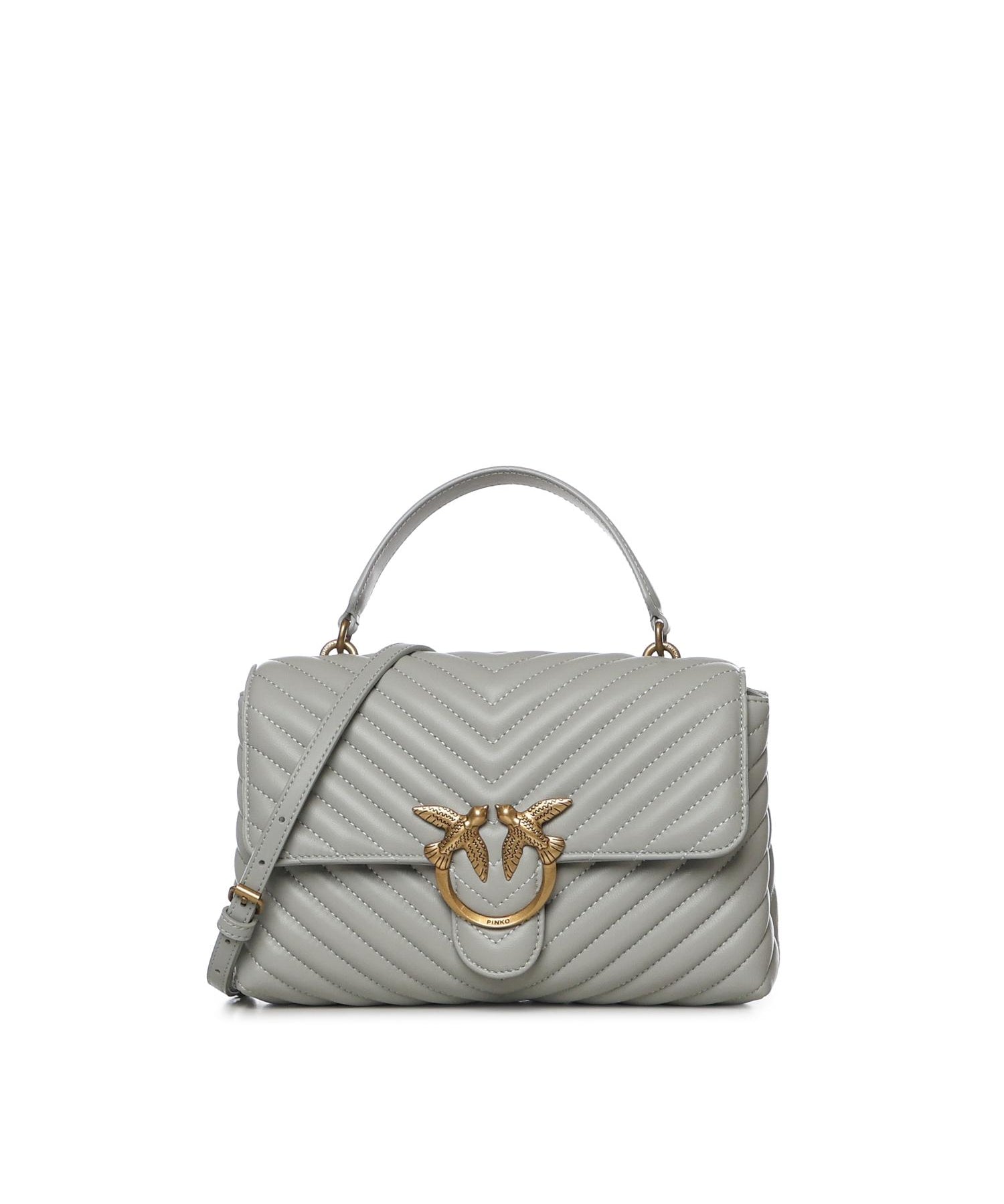 Borsa a mano media Love Bag Puff Chevron in nappa 100043 A0GKK32Q PINKO 