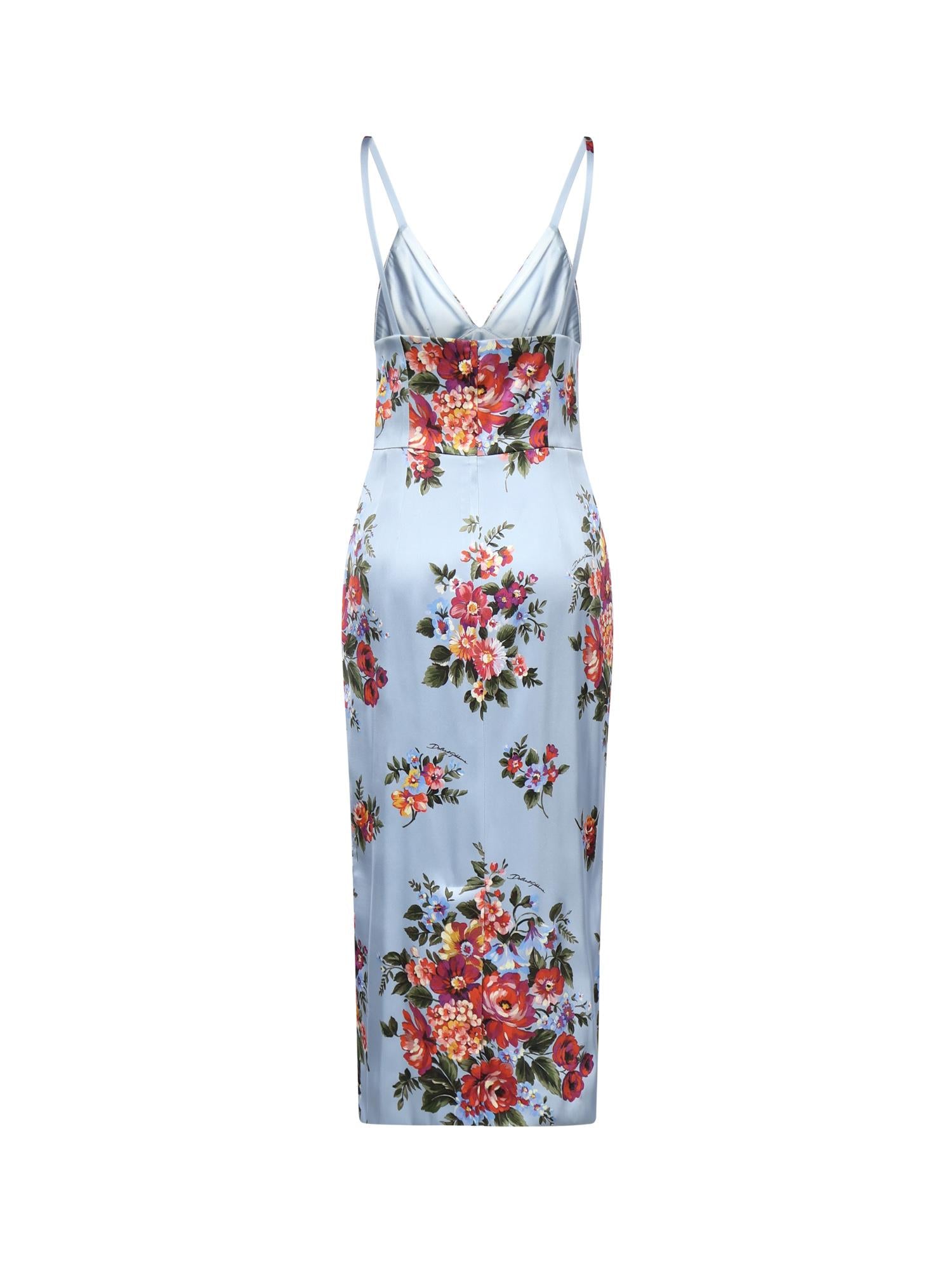 Abito in raso con stampa floreale F610GT FSICEHC5ZO DOLCE & GABBANA 