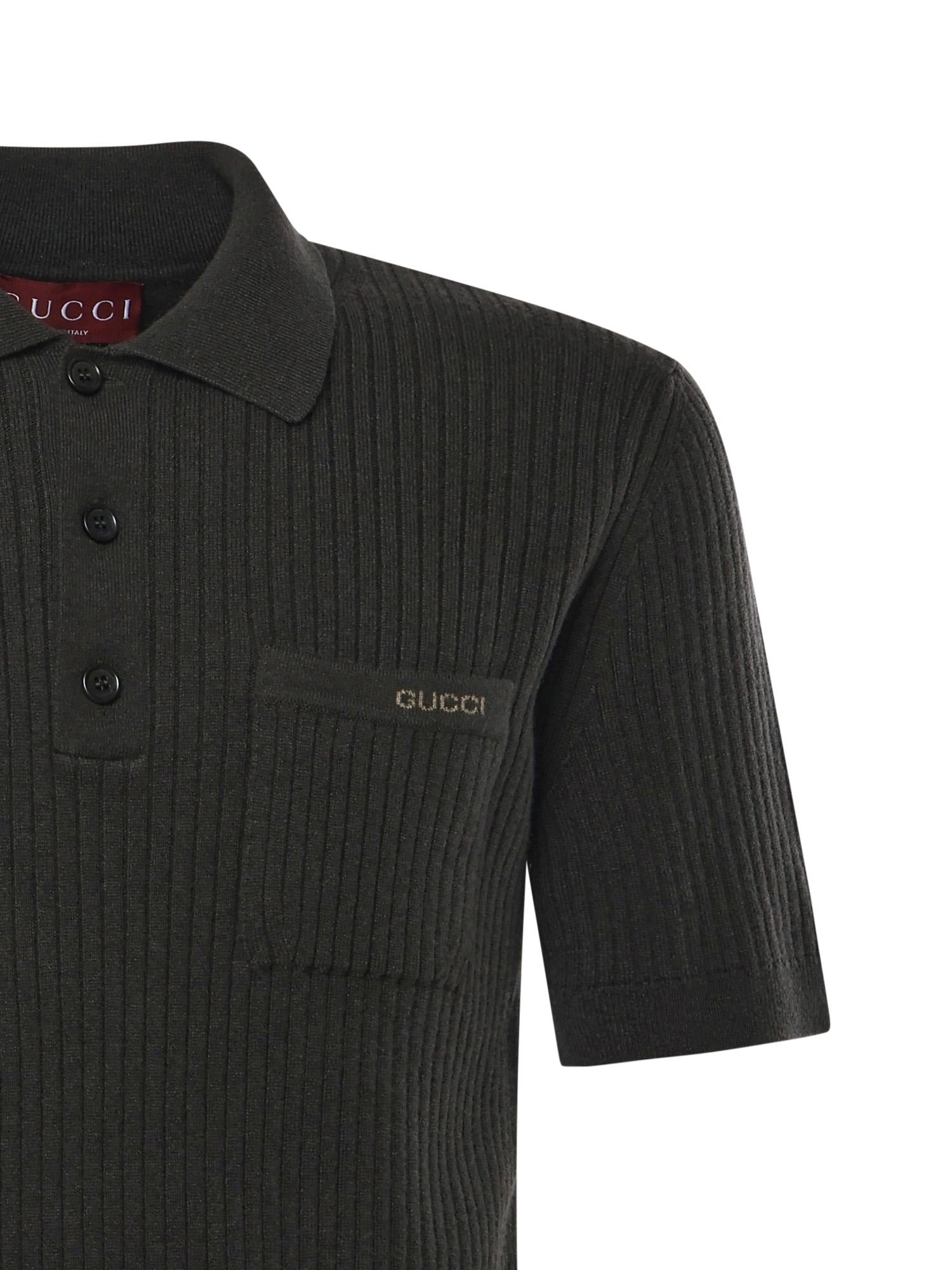 Polo in maglia di lana e cashmere a coste 833503 XKEYU3026 GUCCI 