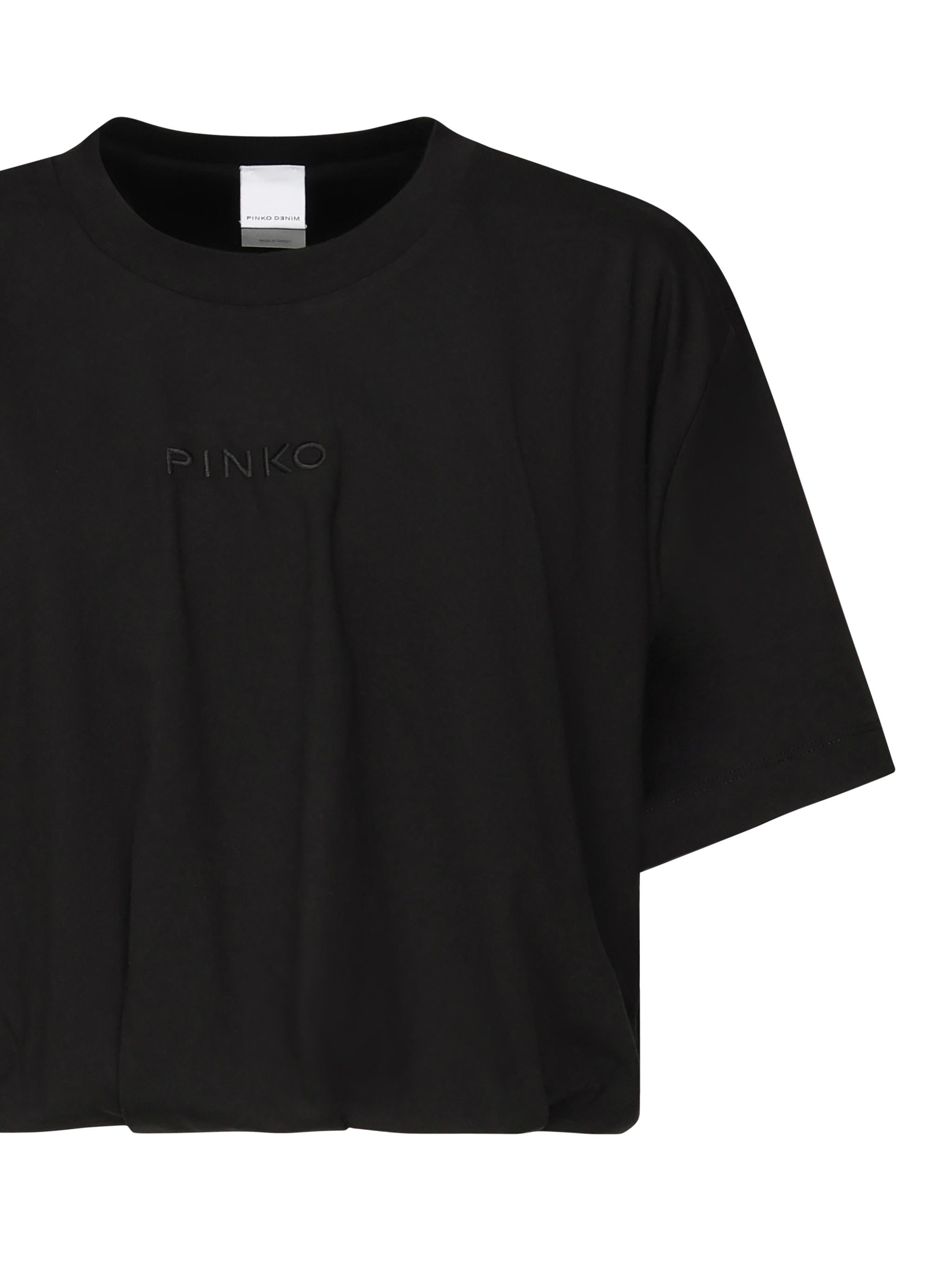 T-shirt cropped con ricamo logo 104257 A2F8Z99 PINKO 