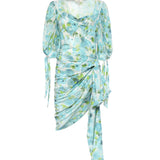 Mini abito drappeggiato in seta con stampa floreale CH26URO52388 91J CHLOÉ 