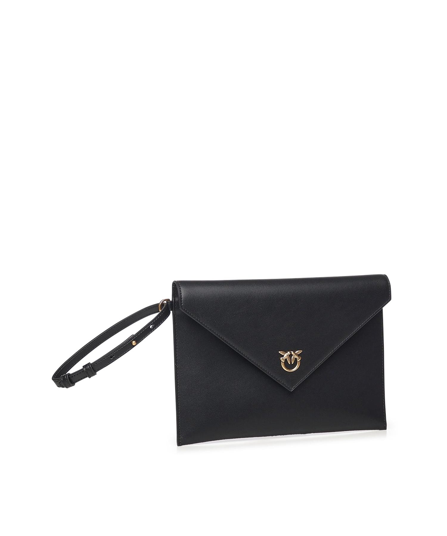 Pochette a mano in pelle con logo 104820 A0F1Z99Q PINKO 