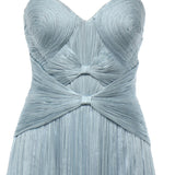 Abito lungo in seta IRS518THALIA AQUA CHIFFON MATT IRIS SERBAN 
