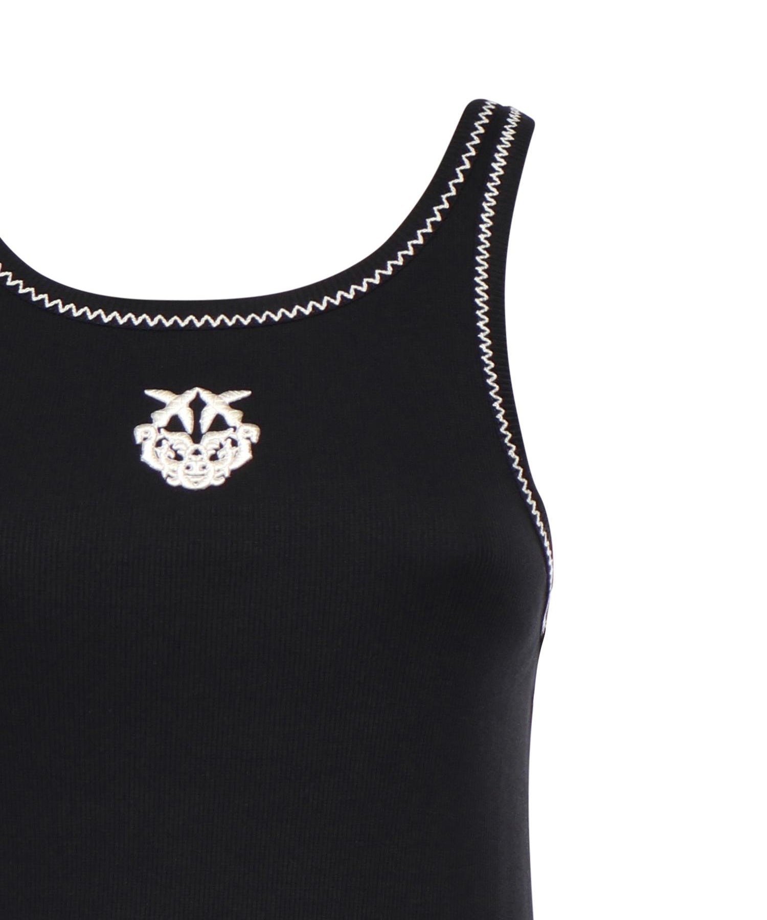 Canotta a costine con ricamo Love Birds 106816 A3ALZZ2 PINKO 