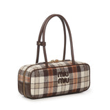Bauletto Beau in tartan con dettagli in pelle<BR/> 5BB173 2DU5F0Z0F MIU MIU 