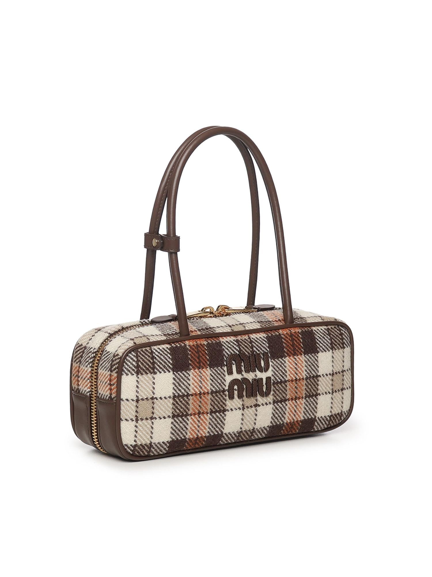 Bauletto Beau in tartan con dettagli in pelle<BR/> 5BB173 2DU5F0Z0F MIU MIU 