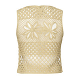 Top senza maniche crochet traforato 104733 A2FFC43 PINKO 