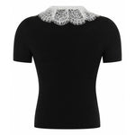 Top in maglia con colletto in pizzo PF26134T B SELF-PORTRAIT 