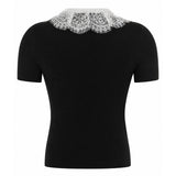 Top in maglia con colletto in pizzo PF26134T B SELF-PORTRAIT 