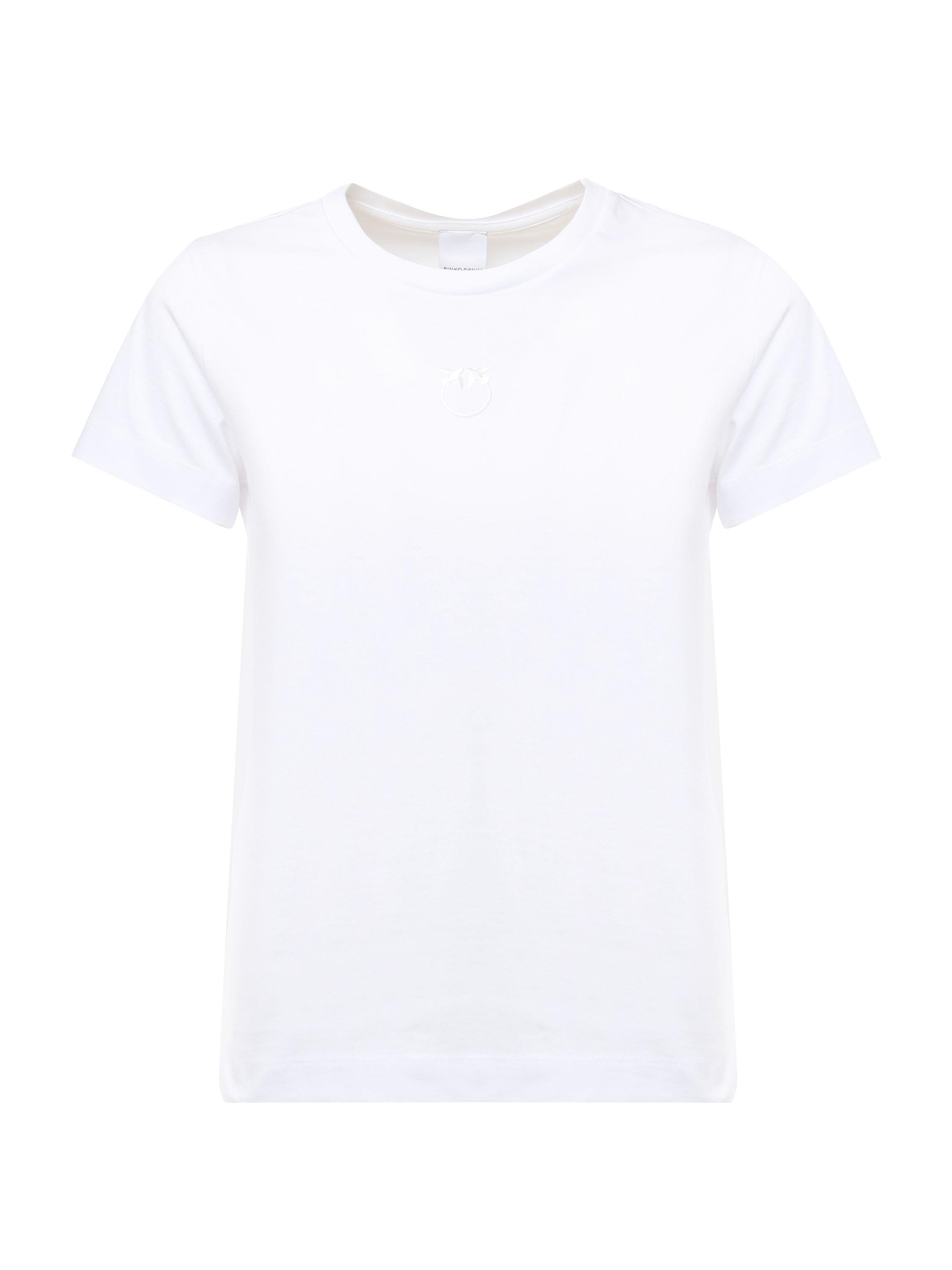 T-shirt maniche corte logo ricamato 100355 A2HNZ04 PINKO 