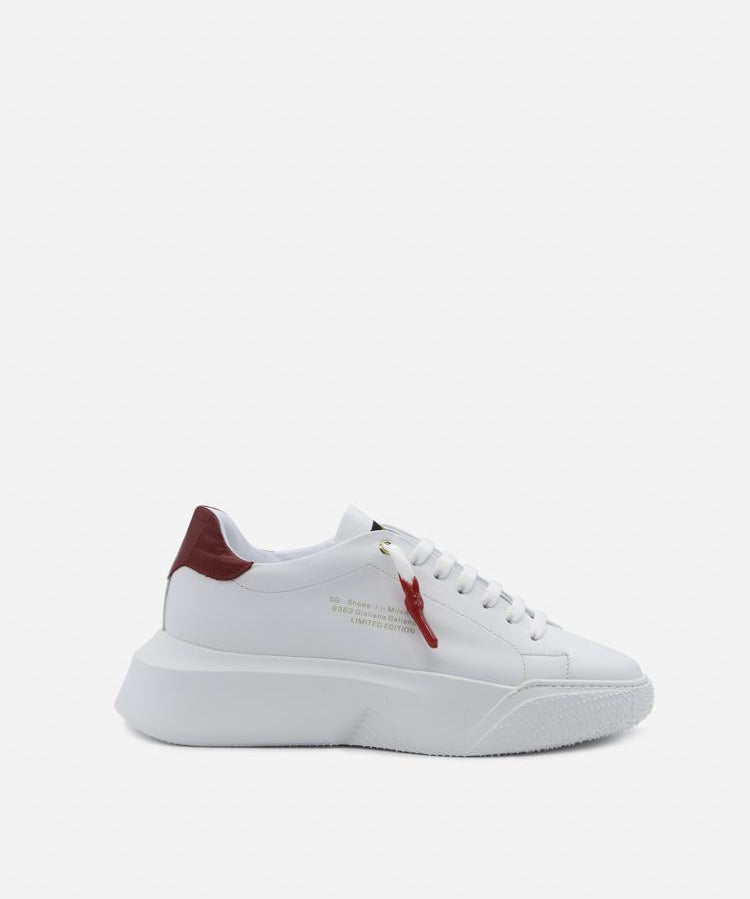 Sneakers nemesis in pelle con talloncino a contrasto<BR/> NEMESIS 2 NAPPA/CROCKWHITE/RED GIULIANO GALIANO 