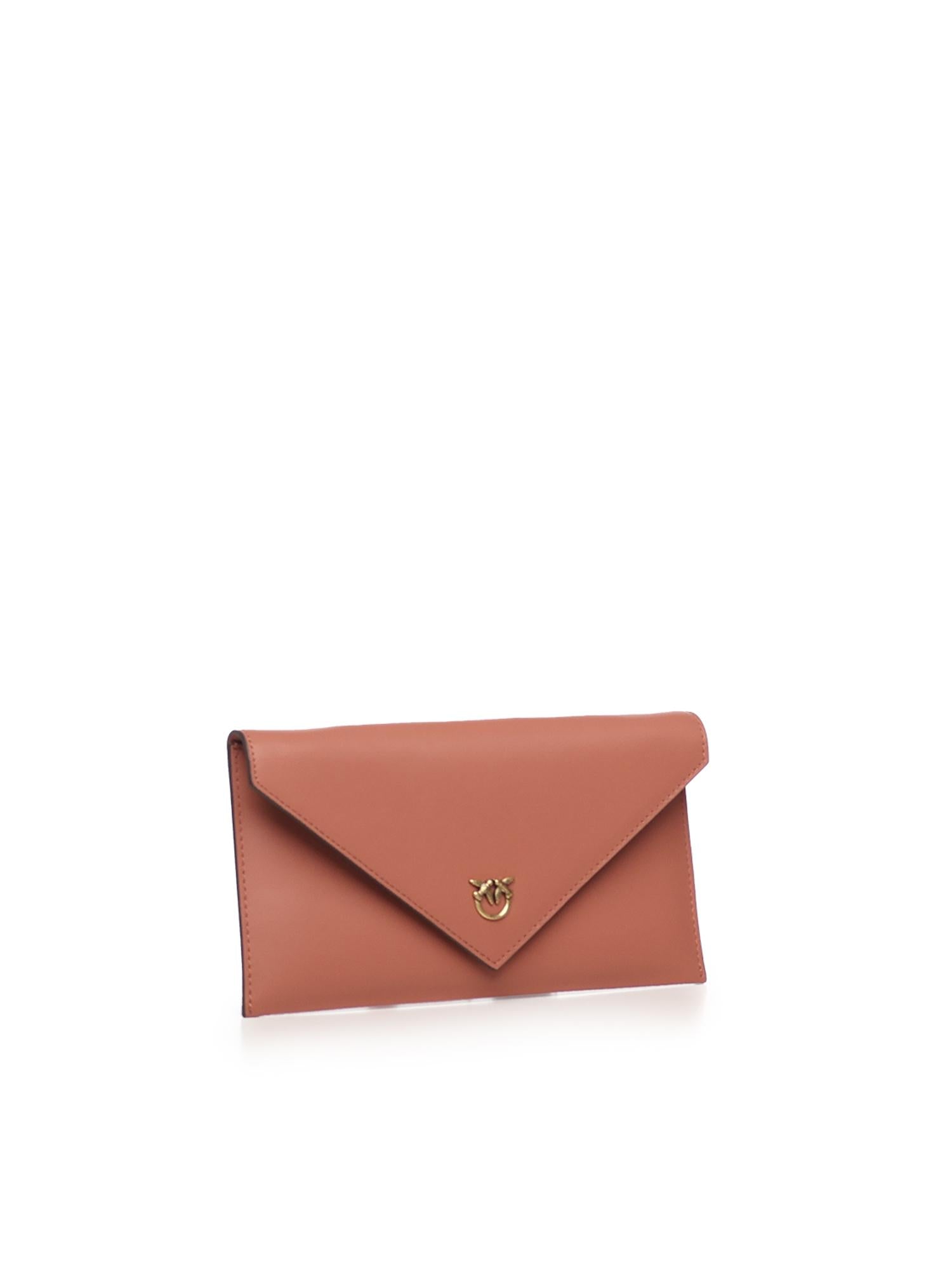 Bustina in pelle con logo Love Birds 105347 A0F1L21Q PINKO 