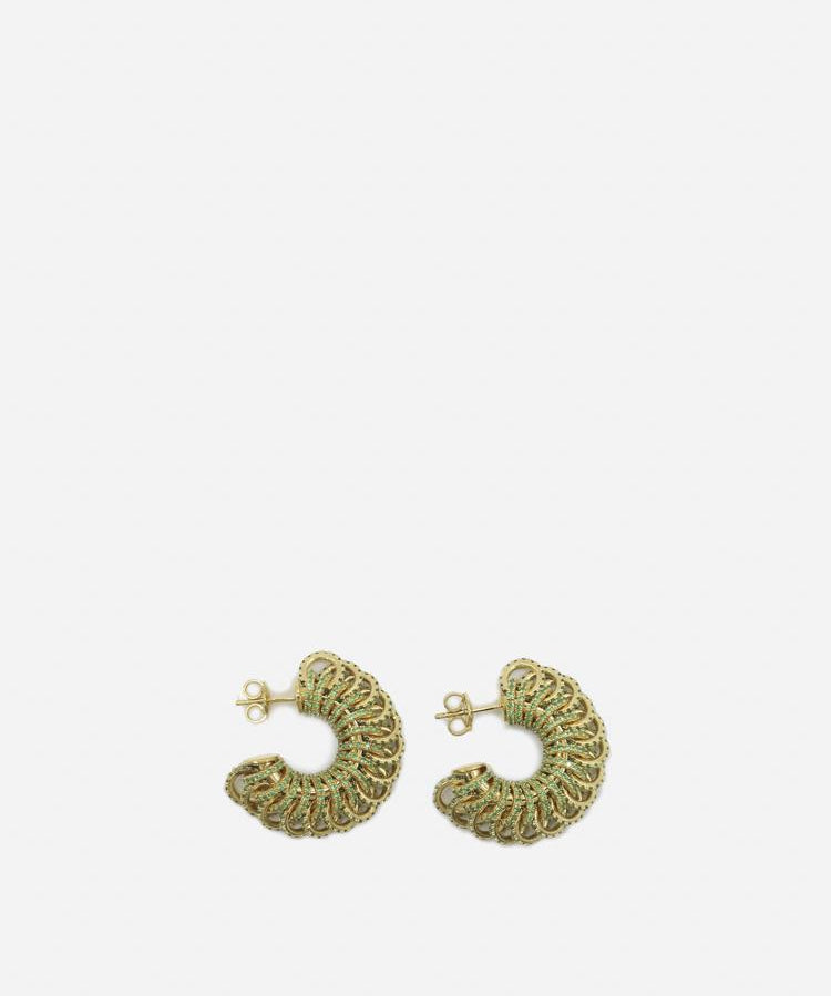 Orecchini disc in argento placcato oro e cristalli<BR/> 665778 VX8213707 BOTTEGA VENETA 