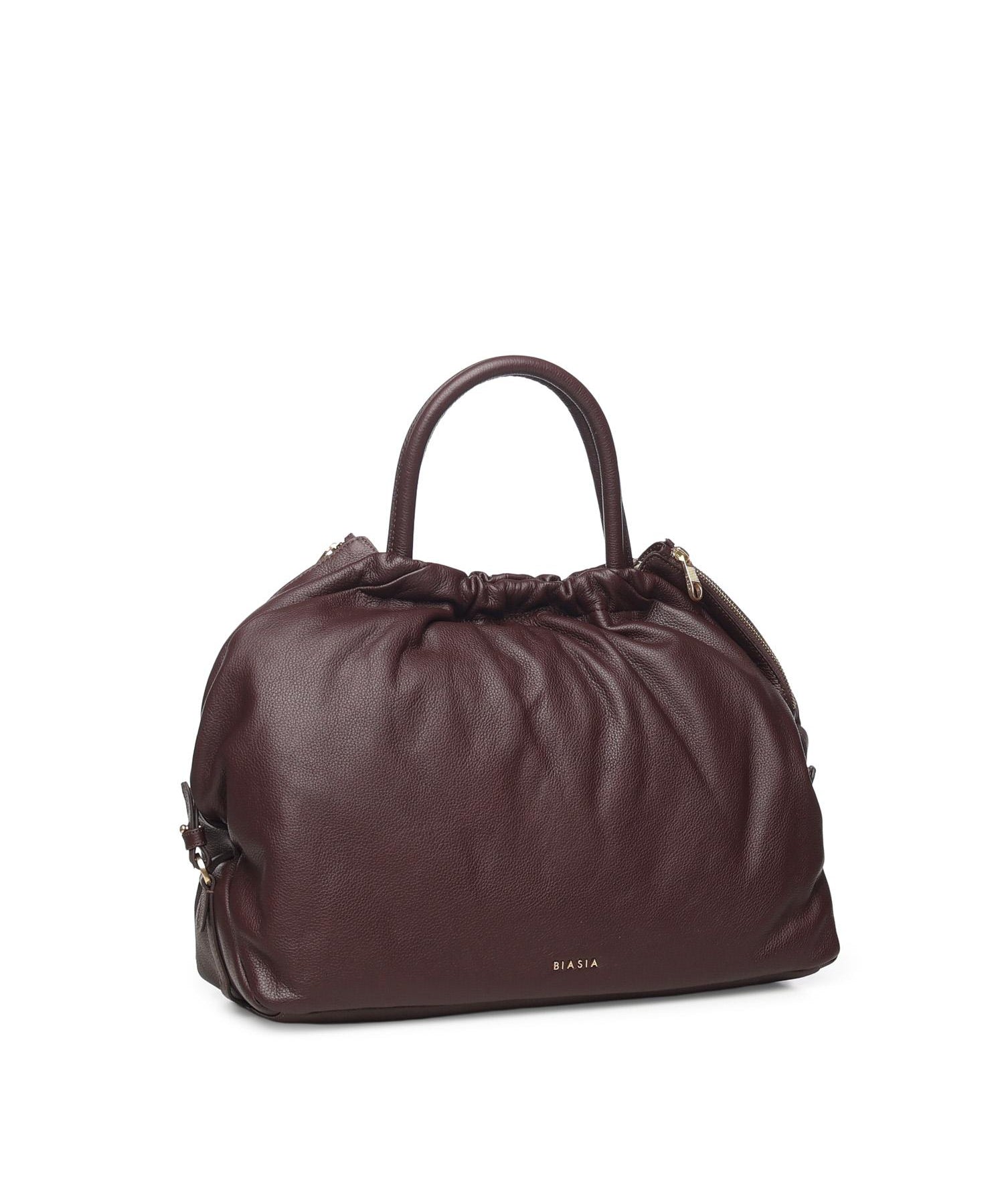 Borsa in pelle con logo BIBP9E701 PRUGNA BIASIA 