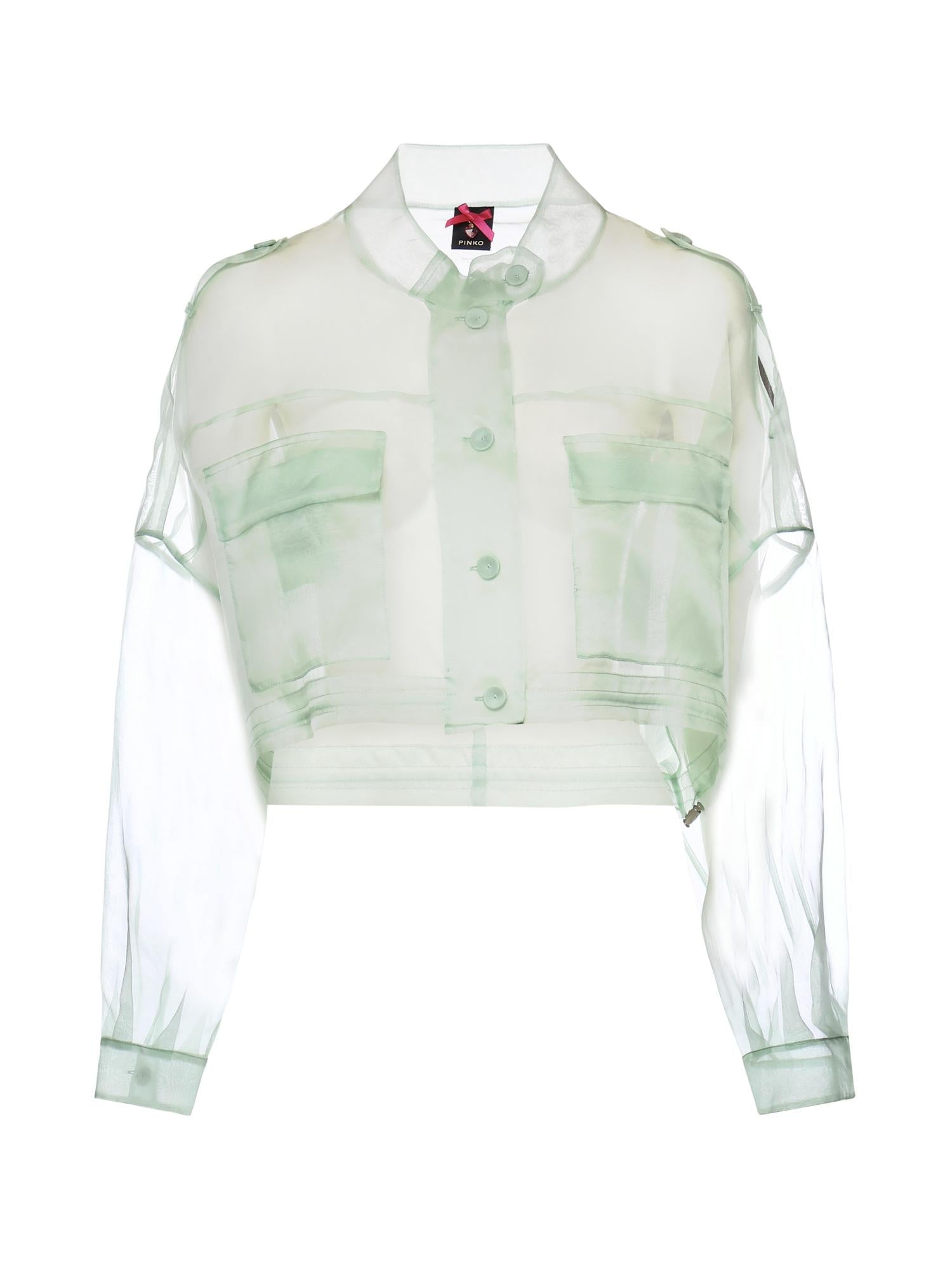 Caban cropped in organza di pura seta 106603 A2DJT14 PINKO 