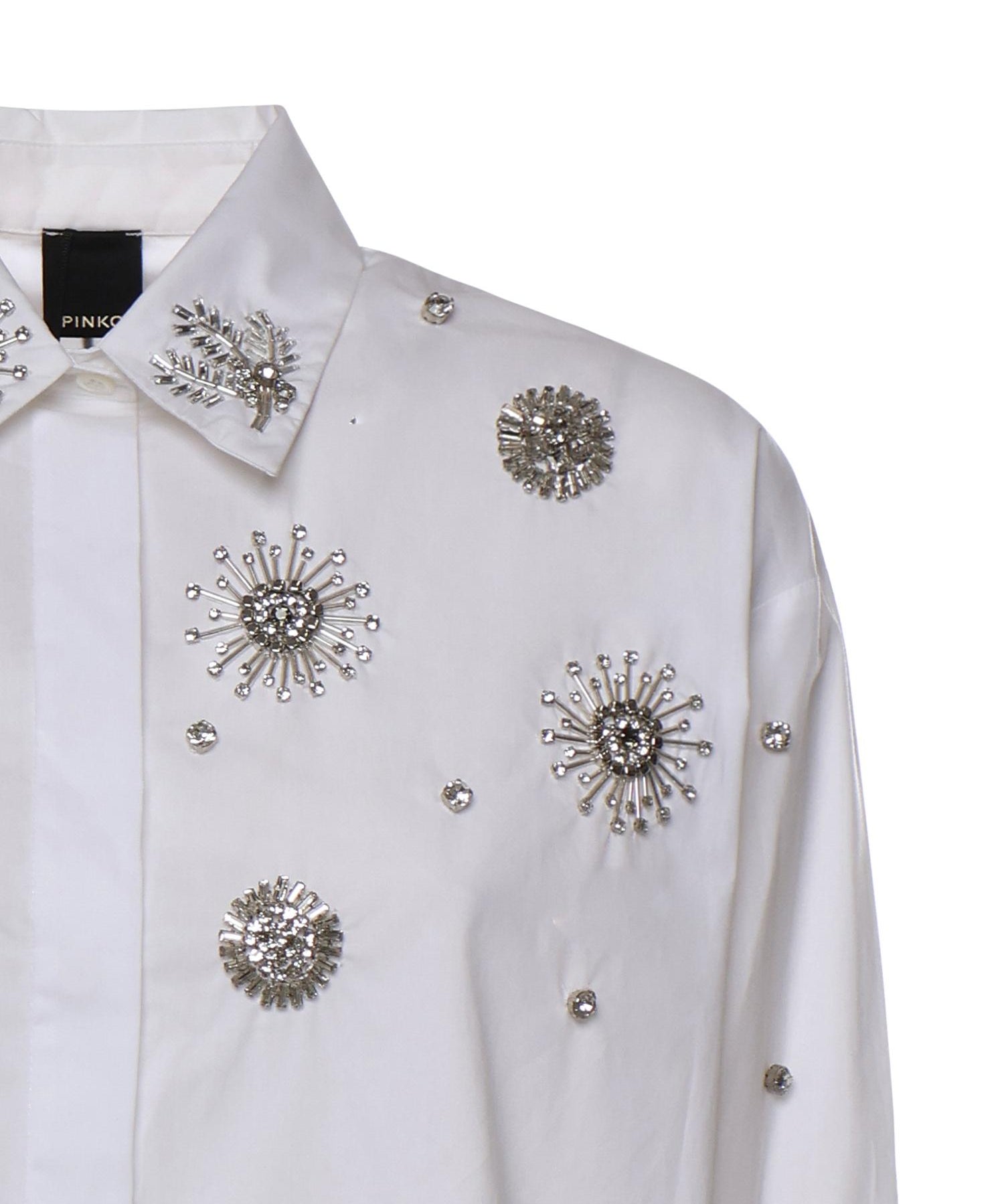 Camicia con cristalli in cotone 106225 A31WZ04 PINKO 