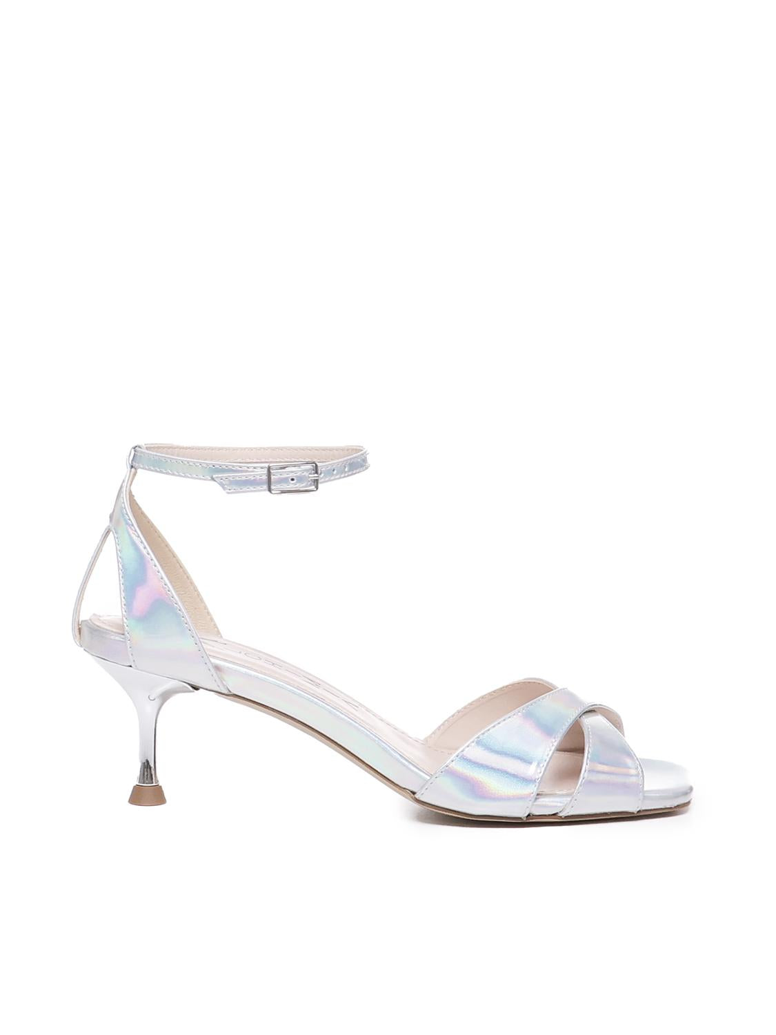 Sandali con tacco e cinturino<BR/> BENNY S2403 IRIDESILVER ALCHIMIA 