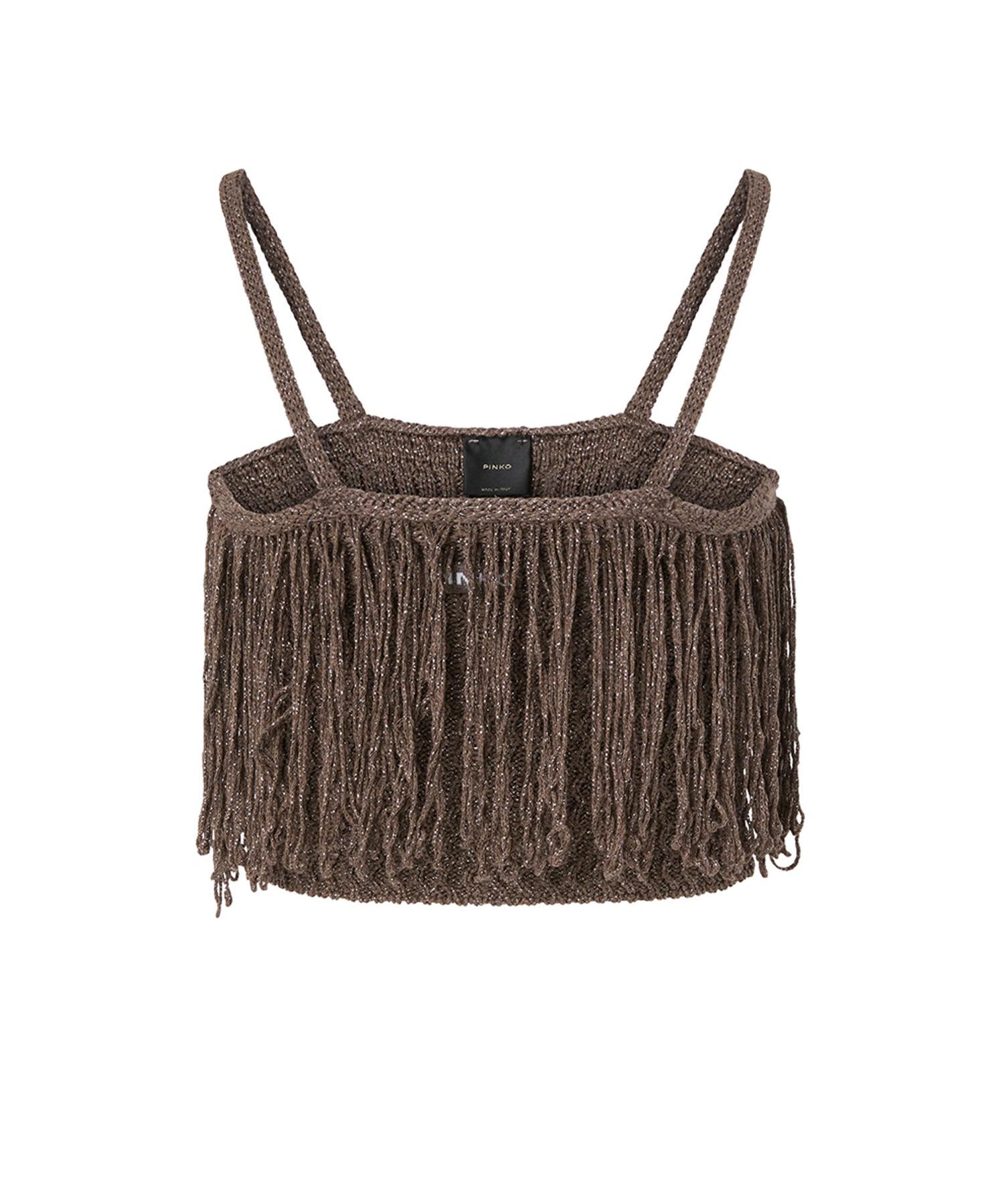 Crop top in maglia con frange 106961 A3CII69 PINKO 