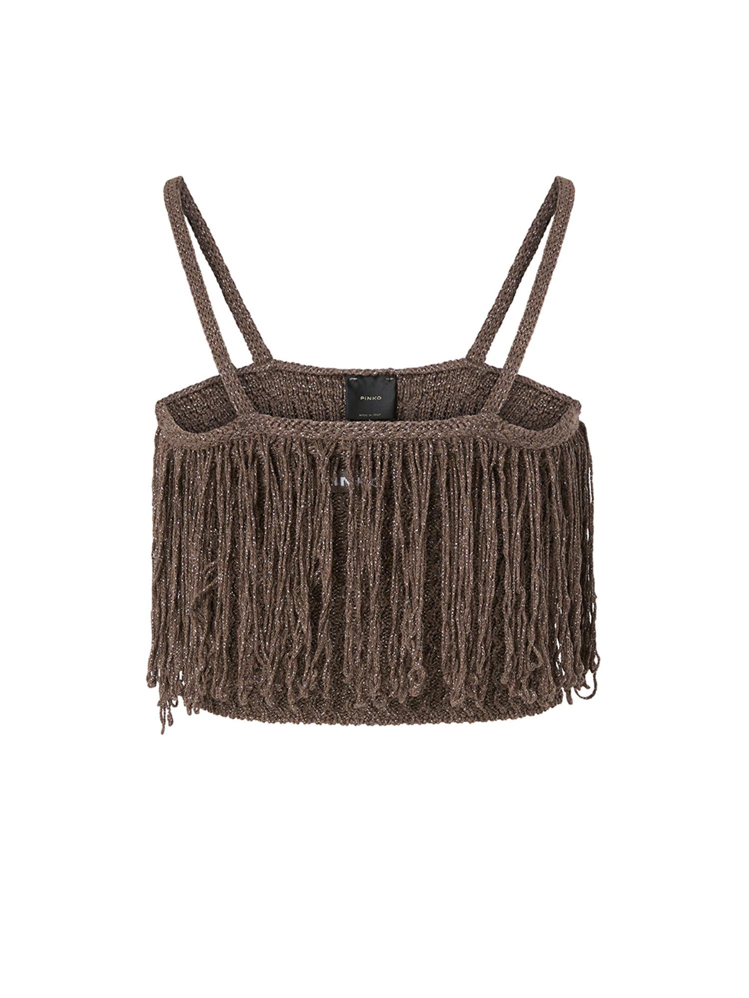 Crop top in maglia con frange 106961 A3CII69 PINKO 