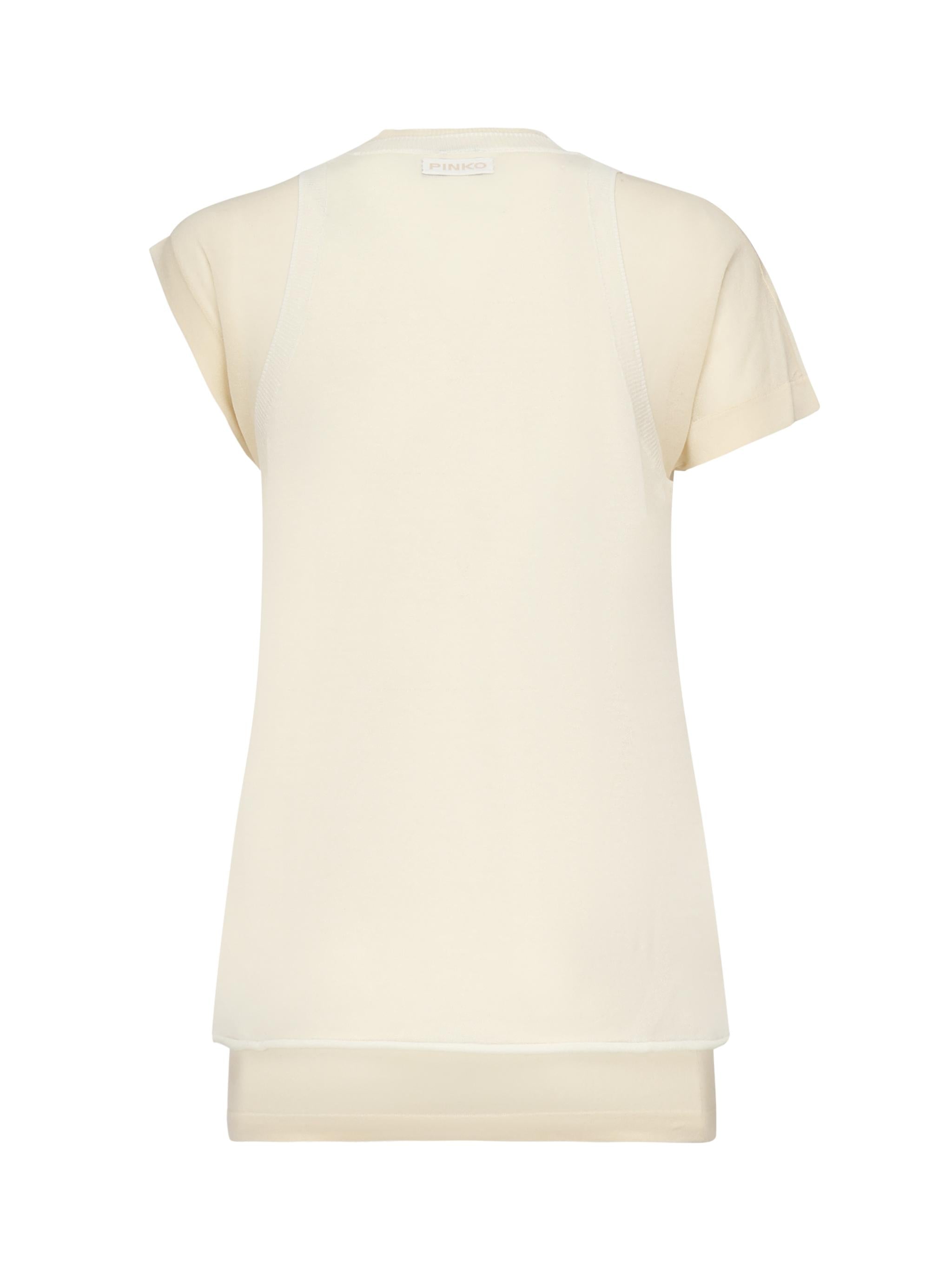 T-shirt con maniche asimmetriche e canotta abbinata 105152 A2LSZC1 PINKO 
