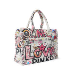 Borsa shopper in cotone con logo<BR/> 106673 A3B6ZW0Q PINKO 