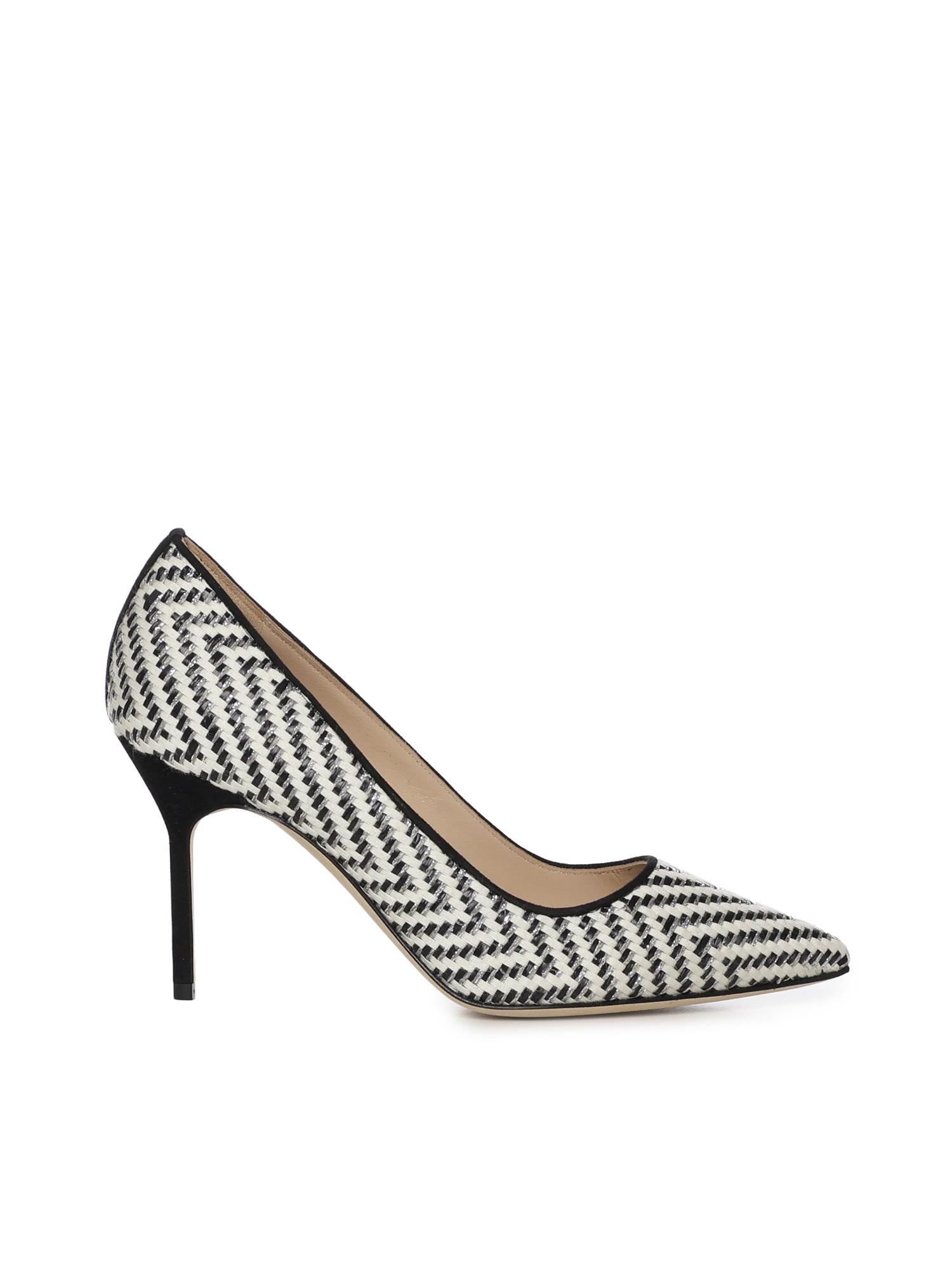 Pumps in rafia e pelle 1263124 978I MANOLO BLAHNIK 