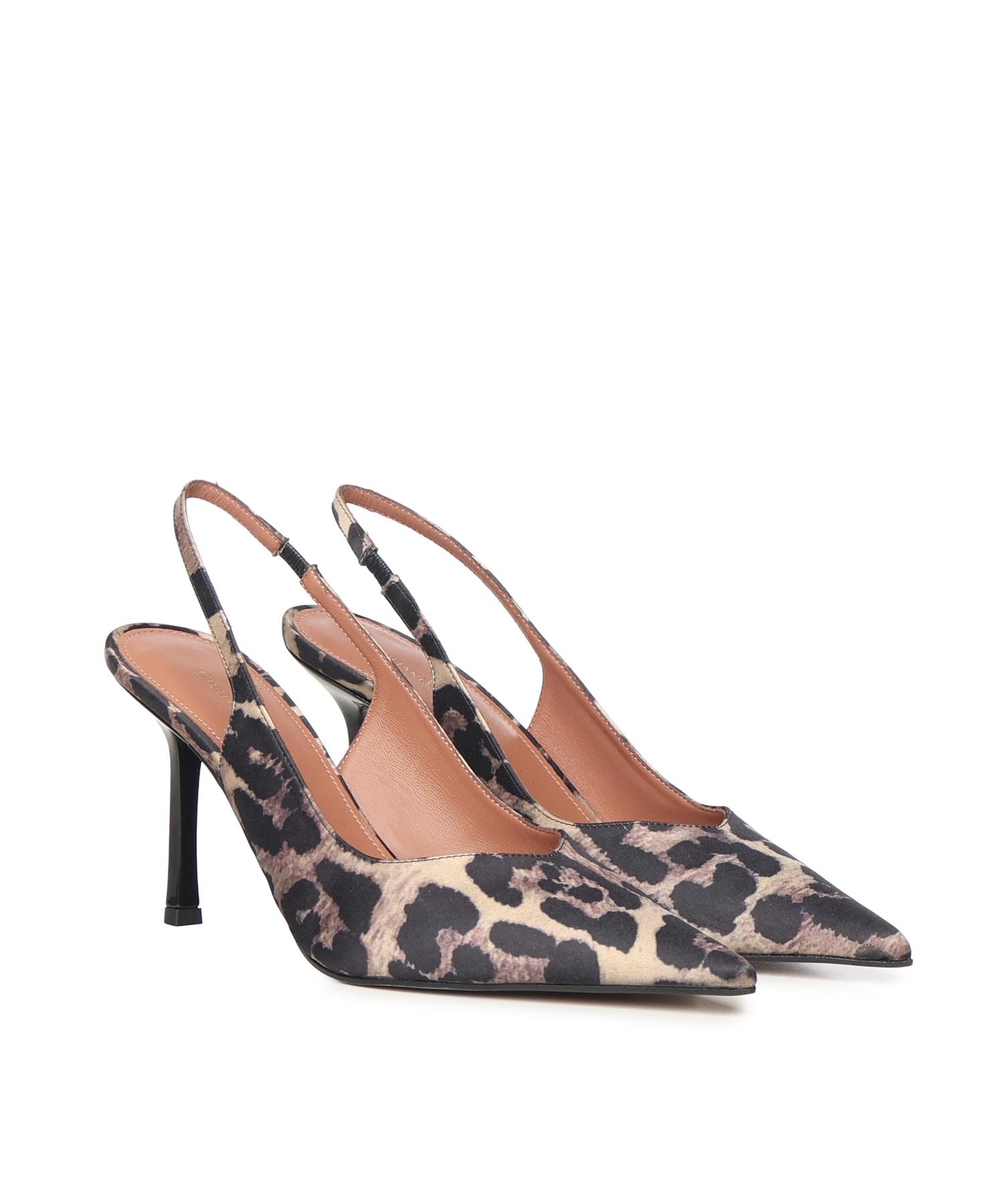 Décolleté slingback in raso stampa animalier HOLLY 90 RASOLEOPARD GIULIANO GALIANO 