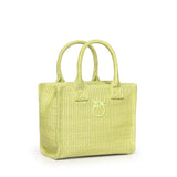 Borsa shopper piccola Beach in rafia con logo Love Birds 106832 A39YVV0 PINKO 