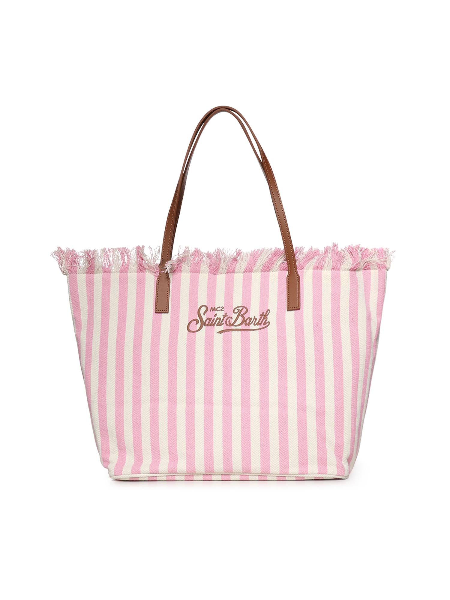 Borsa City in canvas a righe CBF0001 01764L MC2 SAINT BARTH 