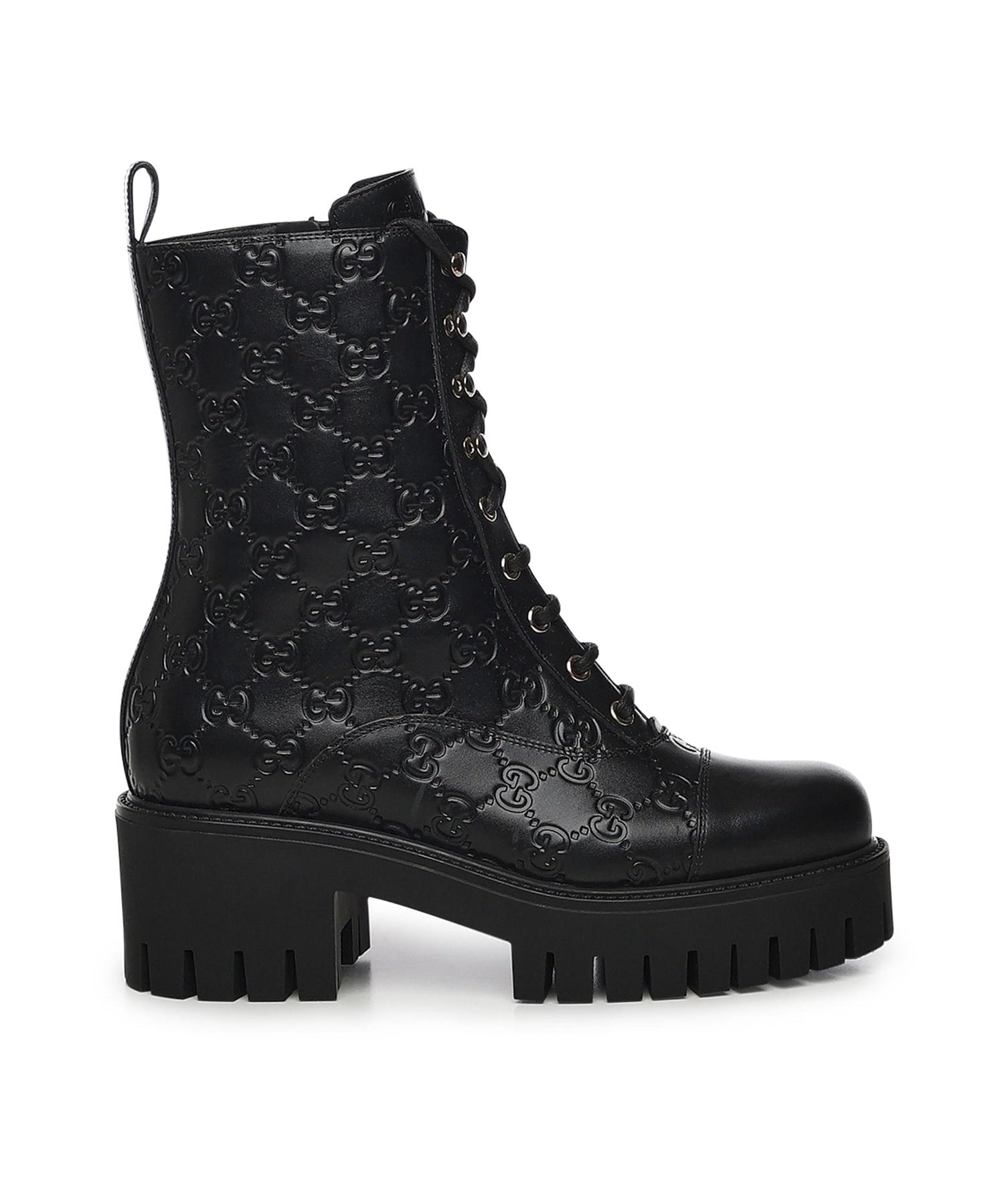 Stivaletto stringato in pelle GG 840739 AAE5Q1000 GUCCI 