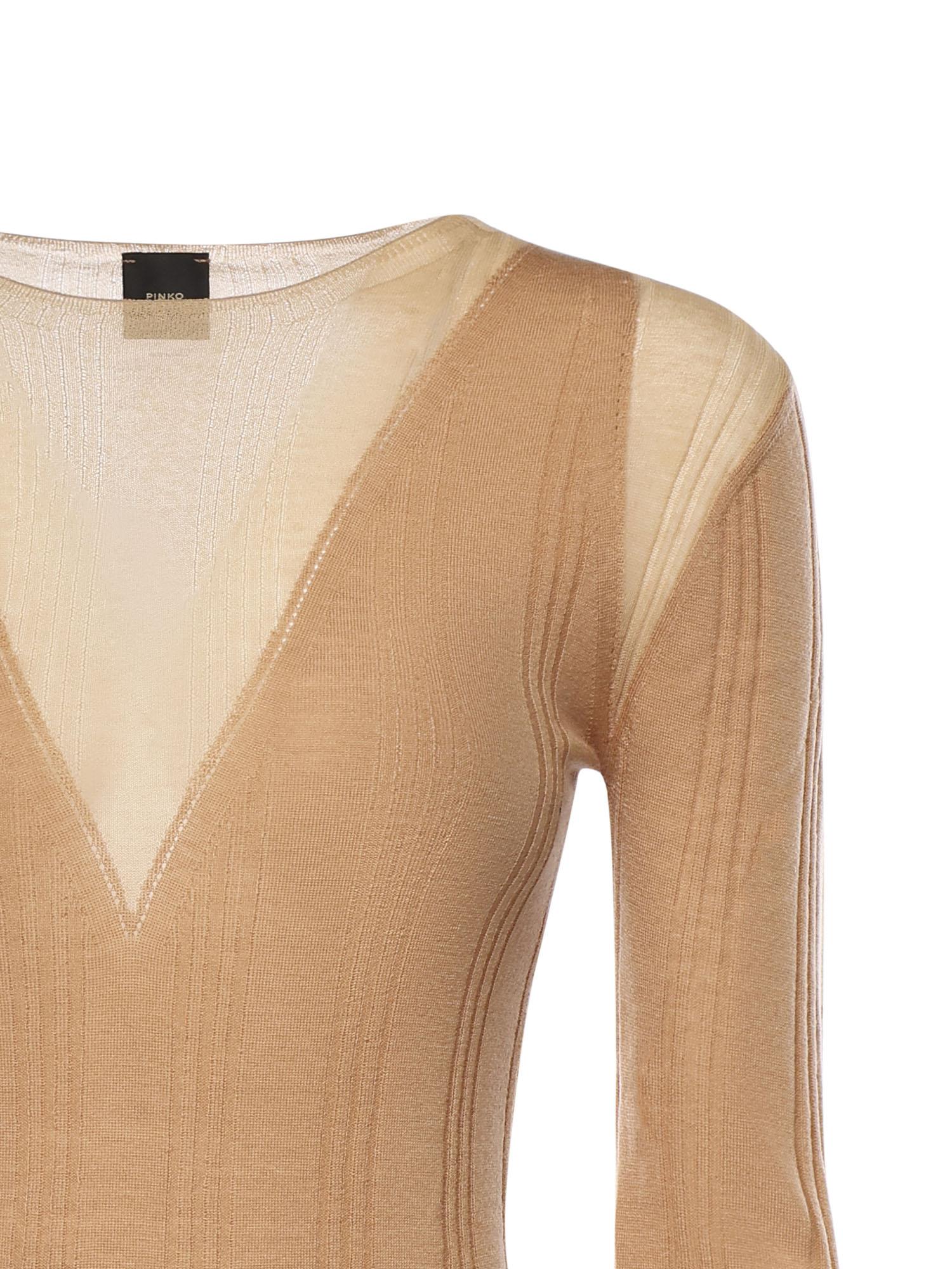 Maglia a coste con trasparenze 106317 A34BC83 PINKO 