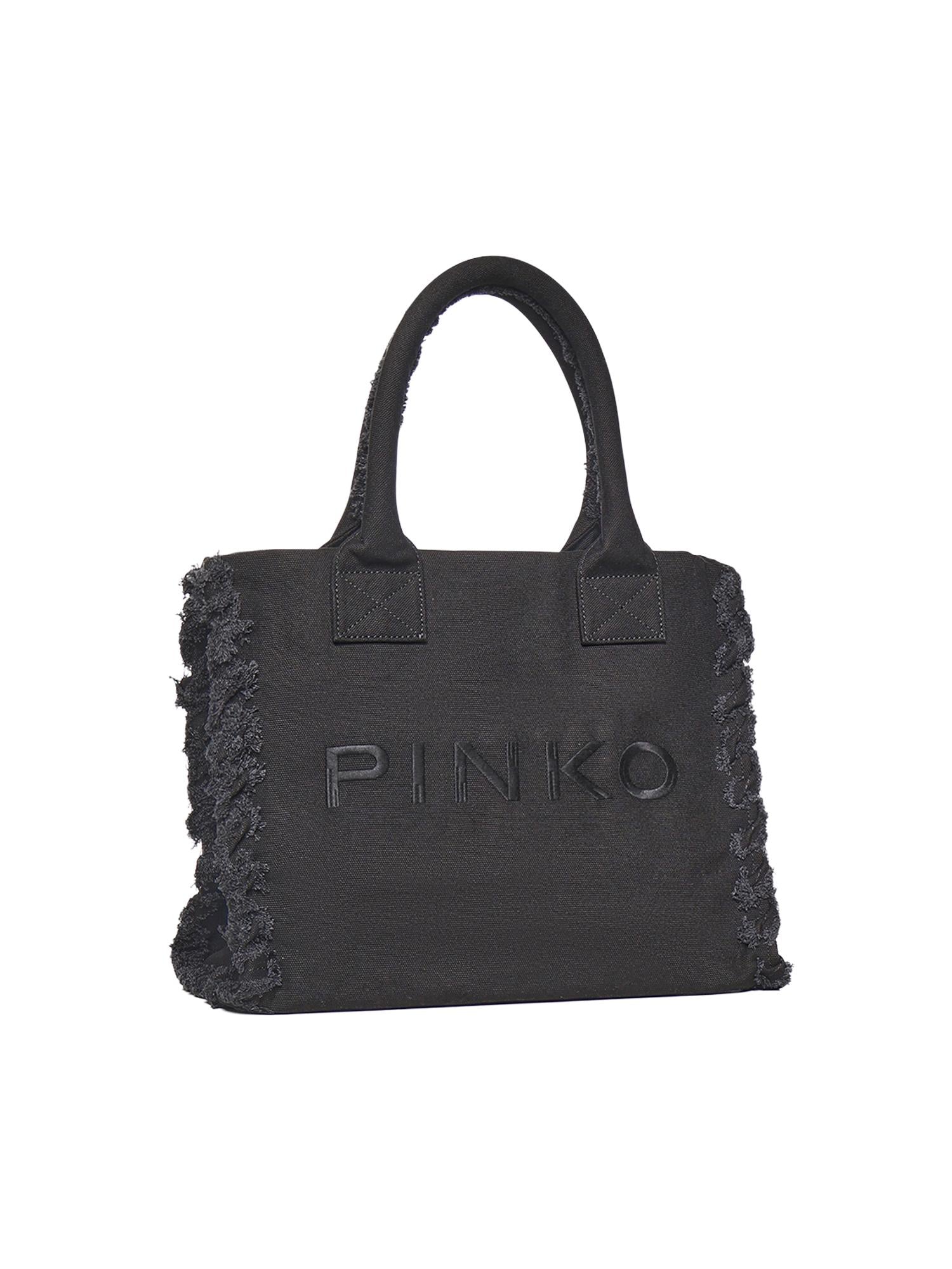 Borsa shopper Beach in canvas con logo 106673 A3A4Z99 PINKO 