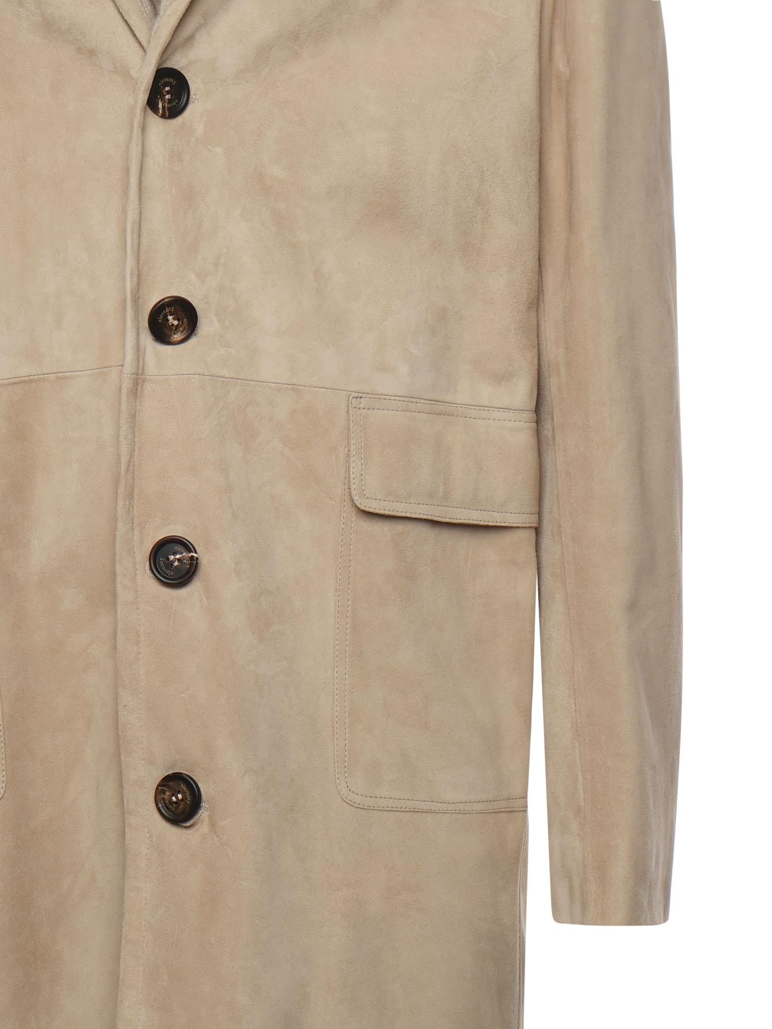 Cappotto in pelle scamosciata L75CAPL01PEL0L002 02 ELEVENTY 