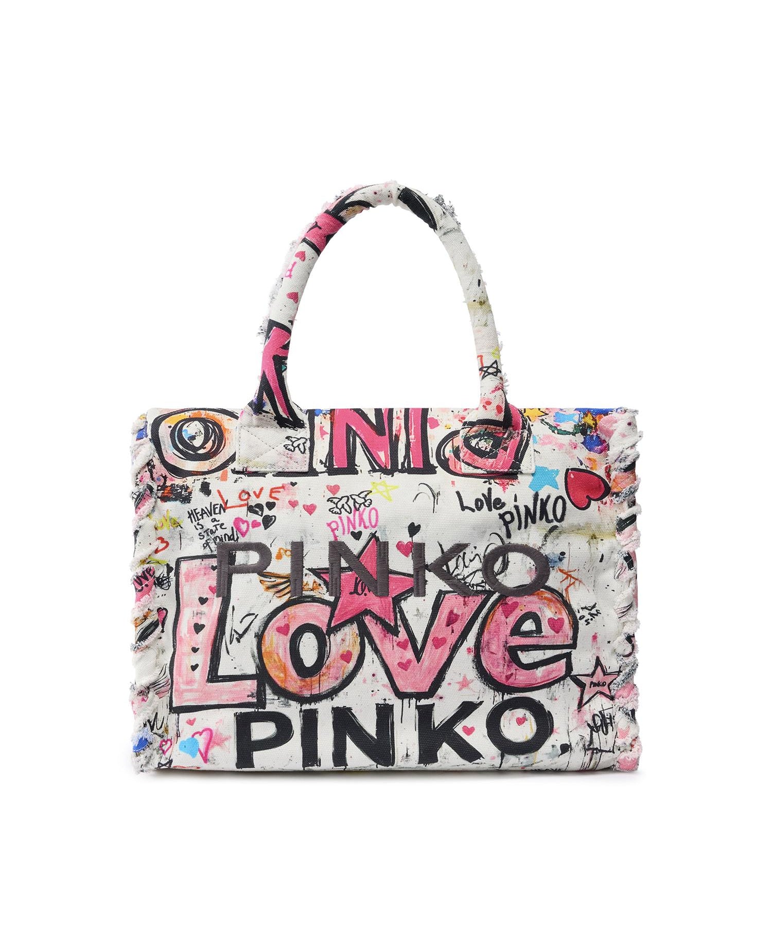 Borsa shopper in cotone con logo<BR/> 106673 A3B6ZW0Q PINKO 