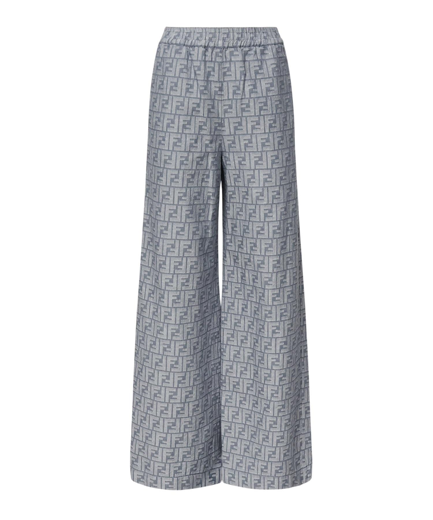 Pantaloni in chambray FF jacquard<BR/> FLP869 ASMFF1SAT FENDI 